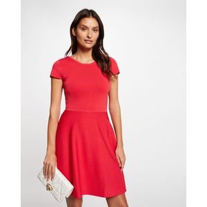 Korte jurk in tricot MORGAN. Polyester materiaal. Maten XL. Rood kleur