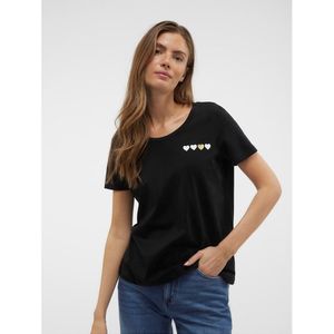 T-shirt met korte mouwen en hartenprint VERO MODA. Katoen materiaal. Maten M. Zwart kleur