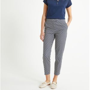 Strakke broek, grafische print ANNE WEYBURN. Katoen materiaal. Maten 50 FR - 48 EU. Blauw kleur