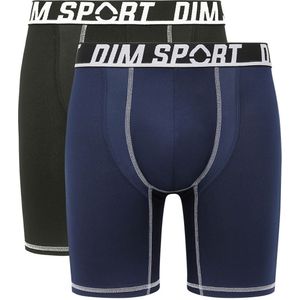 Set van 2 lange boxershorts, stevige steun DIM. Polyester materiaal. Maten L. Zwart kleur