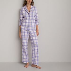 Pyjama in flanel met ruitenprint LA REDOUTE COLLECTIONS. Katoen materiaal. Maten 38 FR - 36 EU. Violet kleur