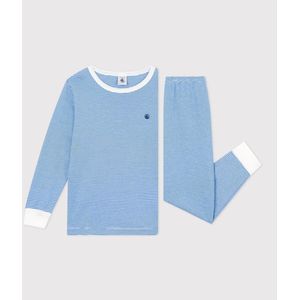 2-delige lange pyjama, gestreept, in katoen PETIT BATEAU. Katoen materiaal. Maten 3 jaar - 94 cm. Blauw kleur