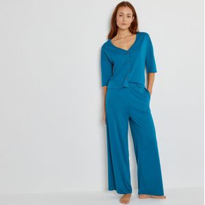Pyjama in tricot LA REDOUTE COLLECTIONS. Polyester materiaal. Maten 46/48 FR - 44/46 EU. Blauw kleur