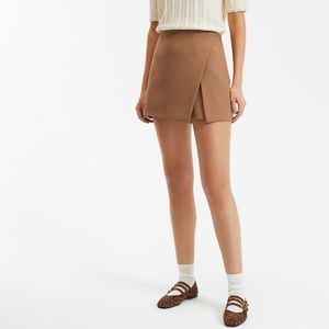 Effen shortrok LA REDOUTE COLLECTIONS. Polyester materiaal. Maten 46 FR - 44 EU. Kastanje kleur
