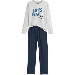 Pyjama met tekst en voetbal bedrukt LA REDOUTE COLLECTIONS. Katoen materiaal. Maten 10 jaar - 138 cm. Blauw kleur