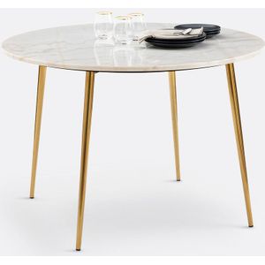 Ronde, marmeren tafel 4 personen, Luxore LA REDOUTE INTERIEURS. Marmer, metaal materiaal. Maten 4 personen. Wit kleur