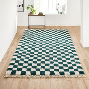 Dambord tapijt XL, Danito LA REDOUTE INTERIEURS. Polypropyleen materiaal. Maten 240 x 330 cm. Groen kleur