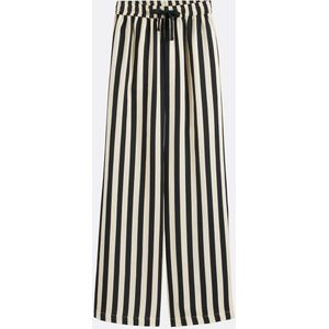 Gestreepte broek met wijde pijpen, JERRY SUNCOO. Viscose materiaal. Maten 4(XL). Zwart kleur