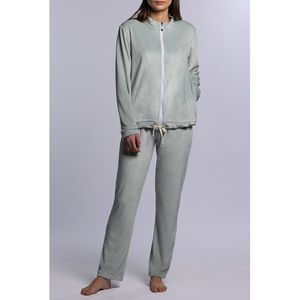 Pyjama in fluweel One TECCIA. Fluweel materiaal. Maten XL. Blauw kleur