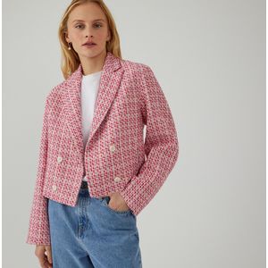 Korte jas in tweed LA REDOUTE COLLECTIONS. Polyester materiaal. Maten S. Roze kleur