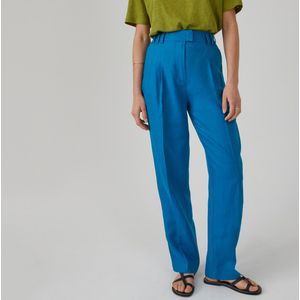 Wijde broek in linnen LA REDOUTE COLLECTIONS. Linnen materiaal. Maten 34 FR - 32 EU. Blauw kleur