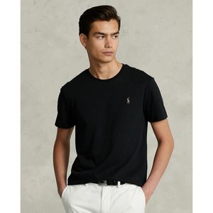 Recht T-shirt met ronde hals in interlock POLO RALPH LAUREN. Katoen materiaal. Maten L. Zwart kleur