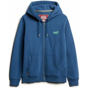 Zip-up hoodie logo Essential SUPERDRY. Katoen materiaal. Maten S. Blauw kleur