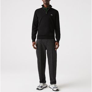 Trui met opstaande kraag en rits, in katoen LACOSTE. Katoen materiaal. Maten M. Zwart kleur