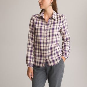 Geruit hemd met lange mouwen ANNE WEYBURN. Katoen materiaal. Maten 54 FR - 52 EU. Violet kleur