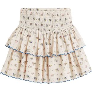 Rok met volants in crêpe katoen, bloemenprint EMILE & IDA X LA REDOUTE. Katoen materiaal. Maten 9 jaar - 132 cm. Beige kleur