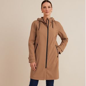 Windjack met kap ANNE WEYBURN. Polyester materiaal. Maten 36 FR - 34 EU. Kastanje kleur