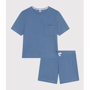 Pyjashort, korte mouwen en 1x1 rib PETIT BATEAU. Katoen materiaal. Maten M. Blauw kleur