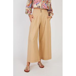 Wijde broek DAISY DERHY. Linnen materiaal. Maten XL. Beige kleur