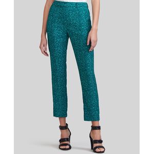 Soepele rechte broek met grafische print IKKS. Polyester materiaal. Maten 40 FR - 38 EU. Groen kleur