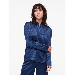 Pyjamavest in satijn, Max PASSIONATA. Polyester materiaal. Maten L. Blauw kleur