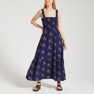 Lange jurk met schouderbandjes en bloemenprint EMIKO OUMA DES PETITS HAUTS. Viscose materiaal. Maten 0(XS). Blauw kleur