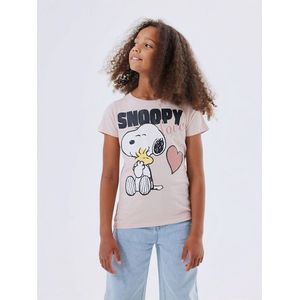 T-shirt met korte mouwen Snoopy NAME IT. Katoen materiaal. Maten 14 jaar - 156 cm. Roze kleur
