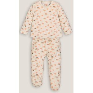 2-delige pyjama in fluweel met voetjes, hartenprint LA REDOUTE COLLECTIONS. Katoen materiaal. Maten 3 jaar - 94 cm. Andere kleur