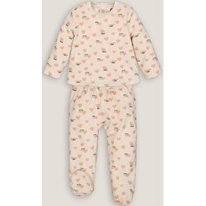 2-delige pyjama in fluweel met voetjes, hartenprint LA REDOUTE COLLECTIONS. Katoen materiaal. Maten 9 mnd - 71 cm. Andere kleur