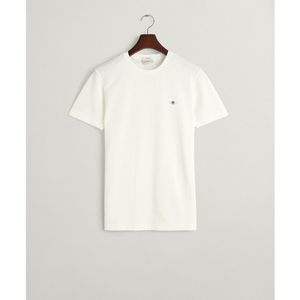 Slim T-shirt in piqué GANT. Katoen materiaal. Maten XXL. Wit kleur