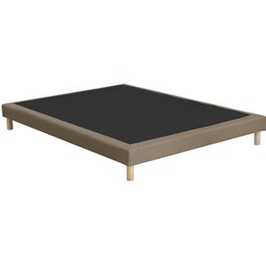 Beklede bedbodem met 12 latten en pootjes LA REDOUTE INTERIEURS. Massief hout materiaal. Maten 140 x 200 cm. Kastanje kleur