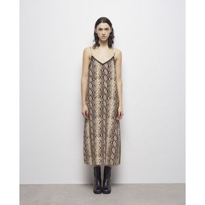 Rechte jurk in zijde, python print THE KOOPLES. Zijde materiaal. Maten 0(XS). Beige kleur