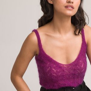 Hemdje, in pointelle tricot, made in Europe LA REDOUTE COLLECTIONS. Mohair materiaal. Maten XL. Violet kleur