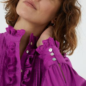 Romantische blouse Signature in katoen LA REDOUTE COLLECTIONS. Katoen materiaal. Maten 38 FR - 36 EU. Violet kleur