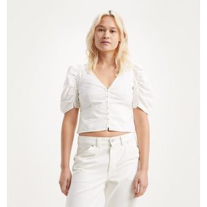 Cropped blouse, pofmouwen LEVI'S. Katoen materiaal. Maten L. Wit kleur