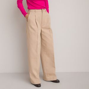 Wijde chino broek LA REDOUTE COLLECTIONS. Katoen materiaal. Maten 42 FR - 40 EU. Beige kleur