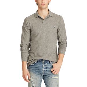 Rechte Polo custom fit, lange mouwen POLO RALPH LAUREN. Katoen materiaal. Maten L. Grijs kleur