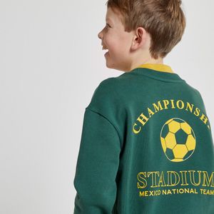 Sweater met voetbal motief LA REDOUTE COLLECTIONS. Katoen materiaal. Maten 10 jaar - 138 cm. Groen kleur