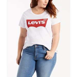 Levi's Plus T-shirt Perfect Graphic Tee met Logo Wit/Rood