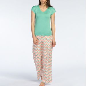 Pyjama met korte mouwen, in viscose Kilim MELISSA BROWN. Viscose materiaal. Maten S. Groen kleur