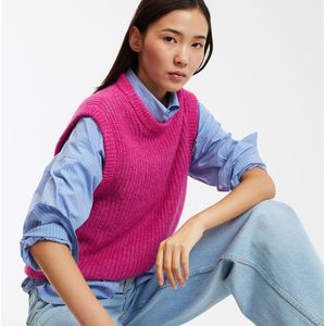 Trui zonder mouwen met ronde hals, in alpaga mix LA REDOUTE COLLECTIONS. Alpaca materiaal. Maten XS. Roze kleur