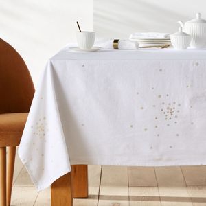 Bedrukt tafelkleed in gewassen katoen/linnen, Samoens LA REDOUTE INTERIEURS.  materiaal. Maten 150 x 250 cm. Wit kleur
