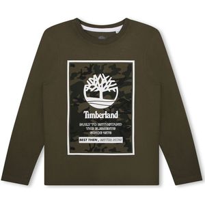 T-shirt met lange mouwen in jersey TIMBERLAND. Katoen materiaal. Maten 10 jaar - 138 cm. Groen kleur