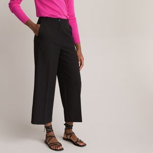 Rechte broek met wijde pijpen, verkort LA REDOUTE COLLECTIONS. Polyester materiaal. Maten 44 FR - 42 EU. Zwart kleur