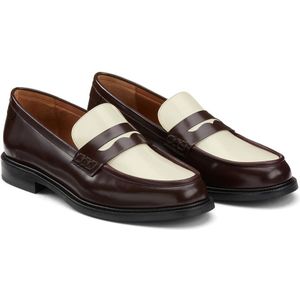 Tweekleurige leren loafers, Signature SIBYLLE LA REDOUTE COLLECTIONS. Leer materiaal. Maten 41. Rood kleur