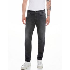 Jeans slim Anbass REPLAY. Katoen materiaal. Maten Maat 34 (US) - Lengte 34. Zwart kleur