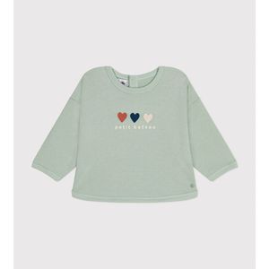 Sweater in molton PETIT BATEAU. Katoen materiaal. Maten 1 jaar - 74 cm. Groen kleur