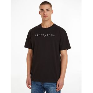 Recht T-shirt met ronde hals linear logo TOMMY JEANS. Katoen materiaal. Maten XL. Zwart kleur