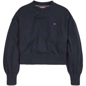 Sweater met ronde hals en pofmouwen TOMMY HILFIGER. Katoen materiaal. Maten 10 jaar - 138 cm. Blauw kleur