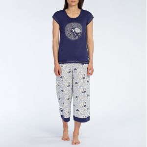 Pyjama met kuitbroek en korte mouwen Ivoire DODO. Katoen materiaal. Maten L. Blauw kleur